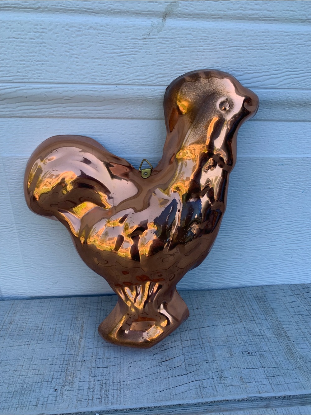 Vintage Copper Rooster Chicken Mold Wall Hanging Farmhouse Kitchen Decor